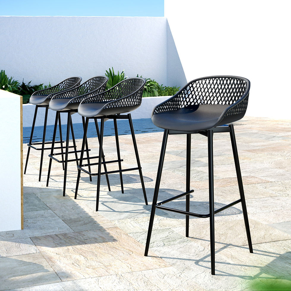 Thumbnail: Gardeon 4x Outdoor Bar Stools Plastic Black – alternate product view 6