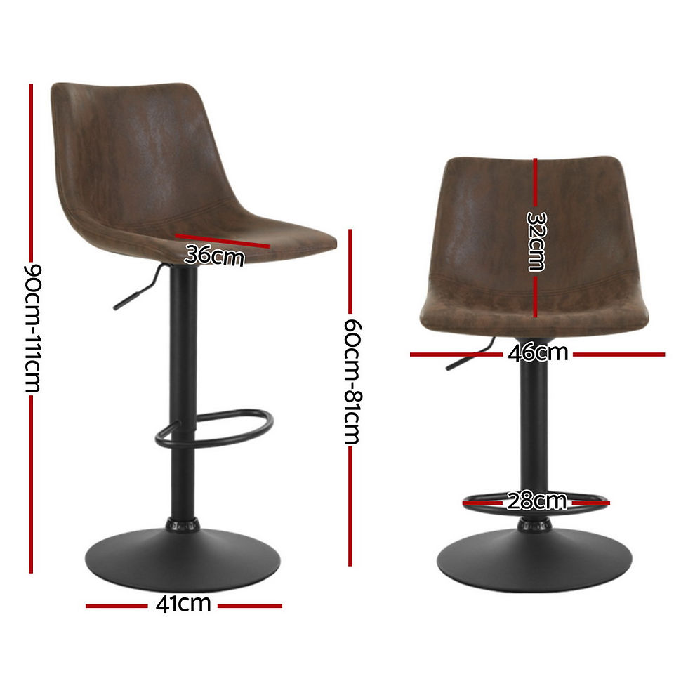 Artiss 4x Bar Stools Vintage Leather Swivel Gas Lift Brown – alternate product view 2