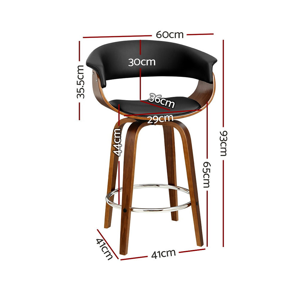 Artiss 2x Bar Stools Swivel PU Seat Wooden – alternate product view 2