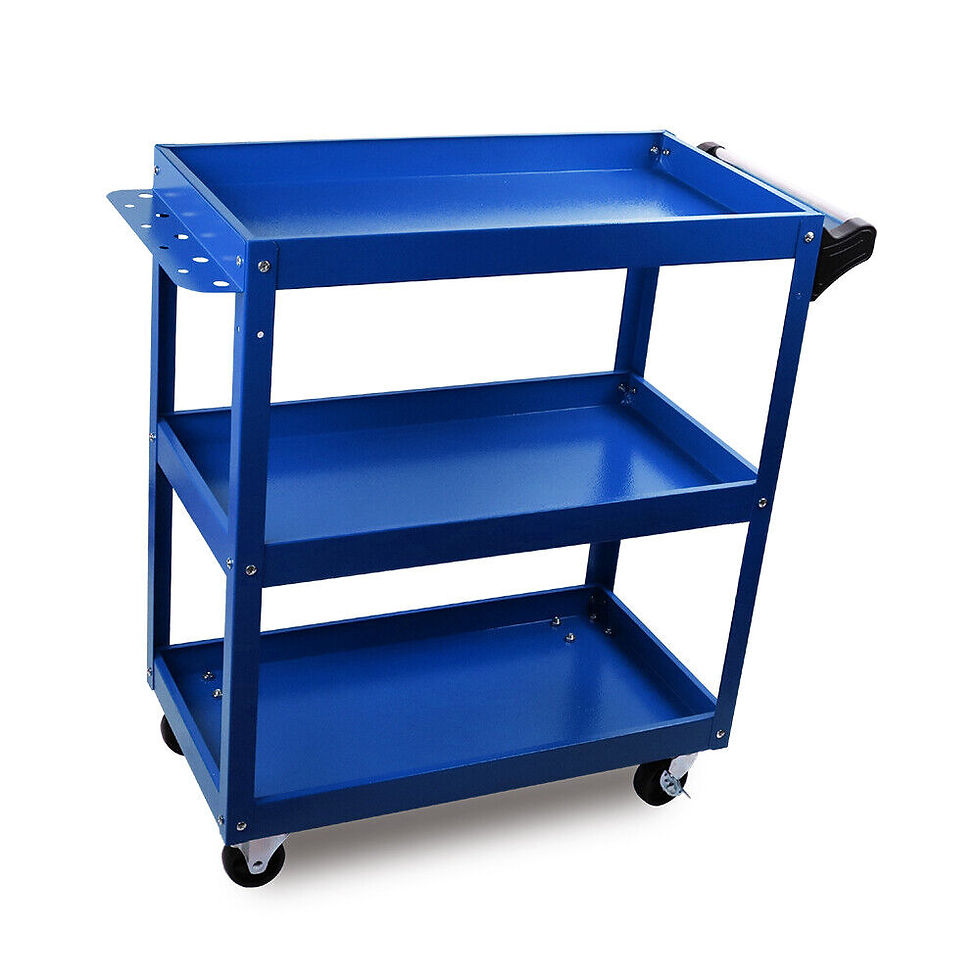 Blue 3-Tier Tool Cart Trolley Toolbox Workshop Garage Storage 150KG Organizer