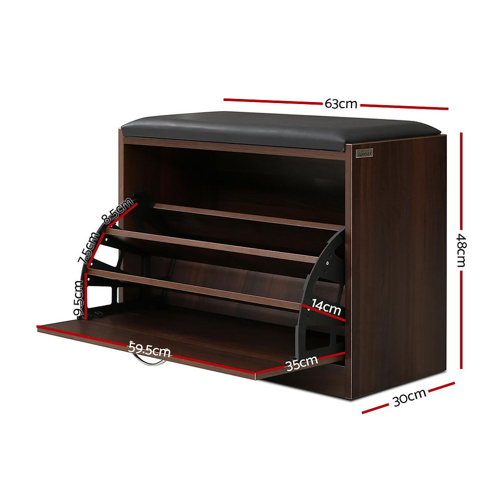 Artiss Shoe Rack Cabinet Bench15 Pairs Walnut Kyla – alternate product view 2