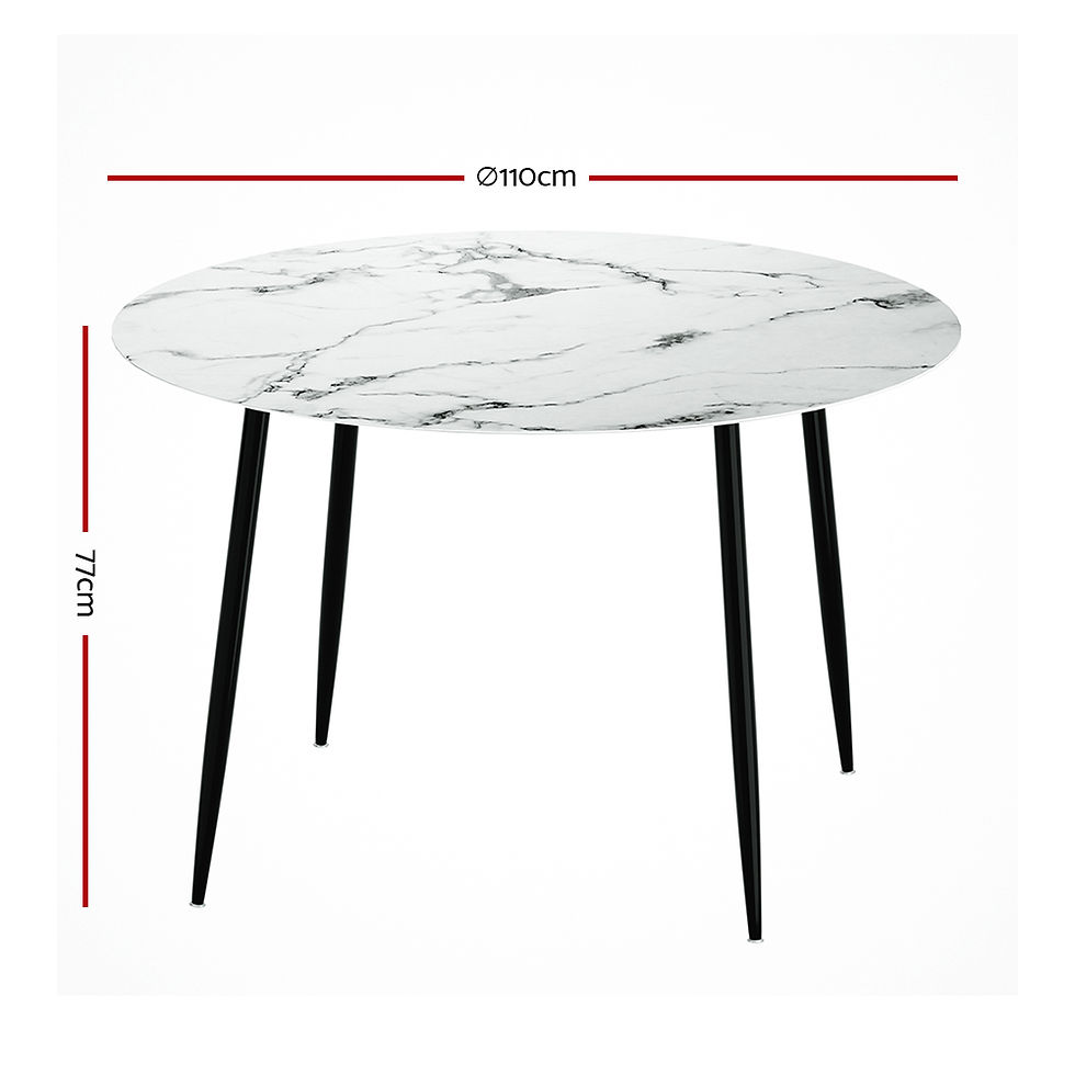 Artiss Dining Table Round Marble Effect 110CM – alternate product view 2