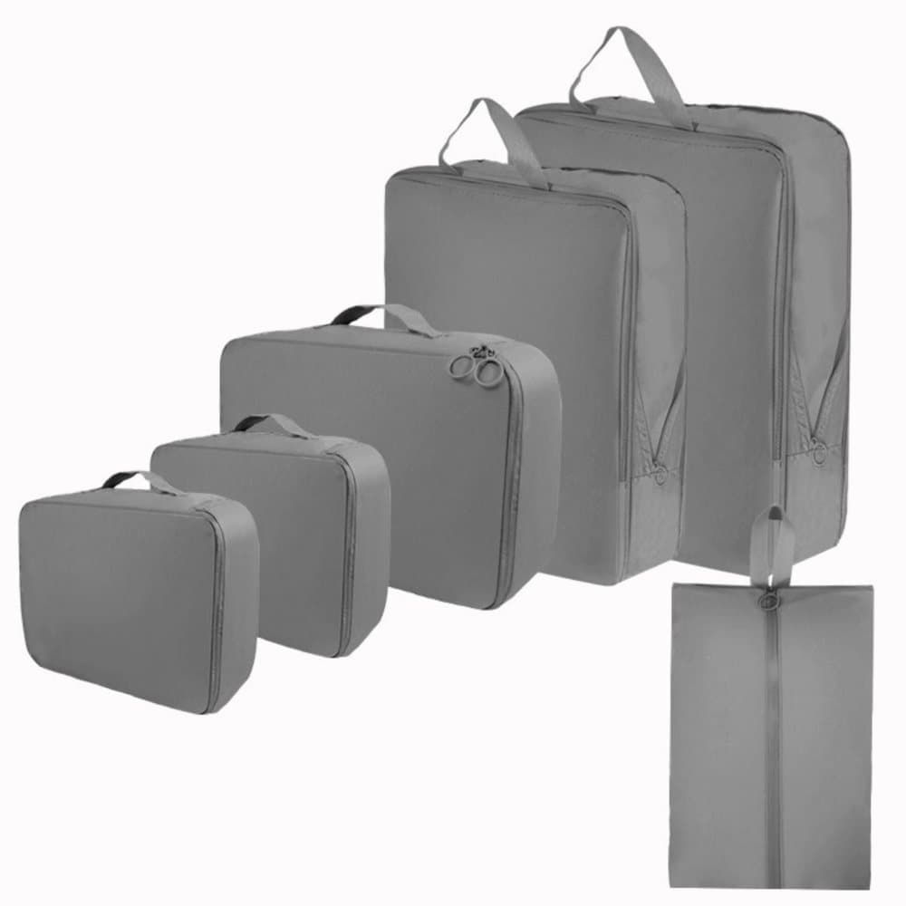 6-Piece Waterproof Travel Storage Bags Organizer for Suitcase, Gray, Compatible