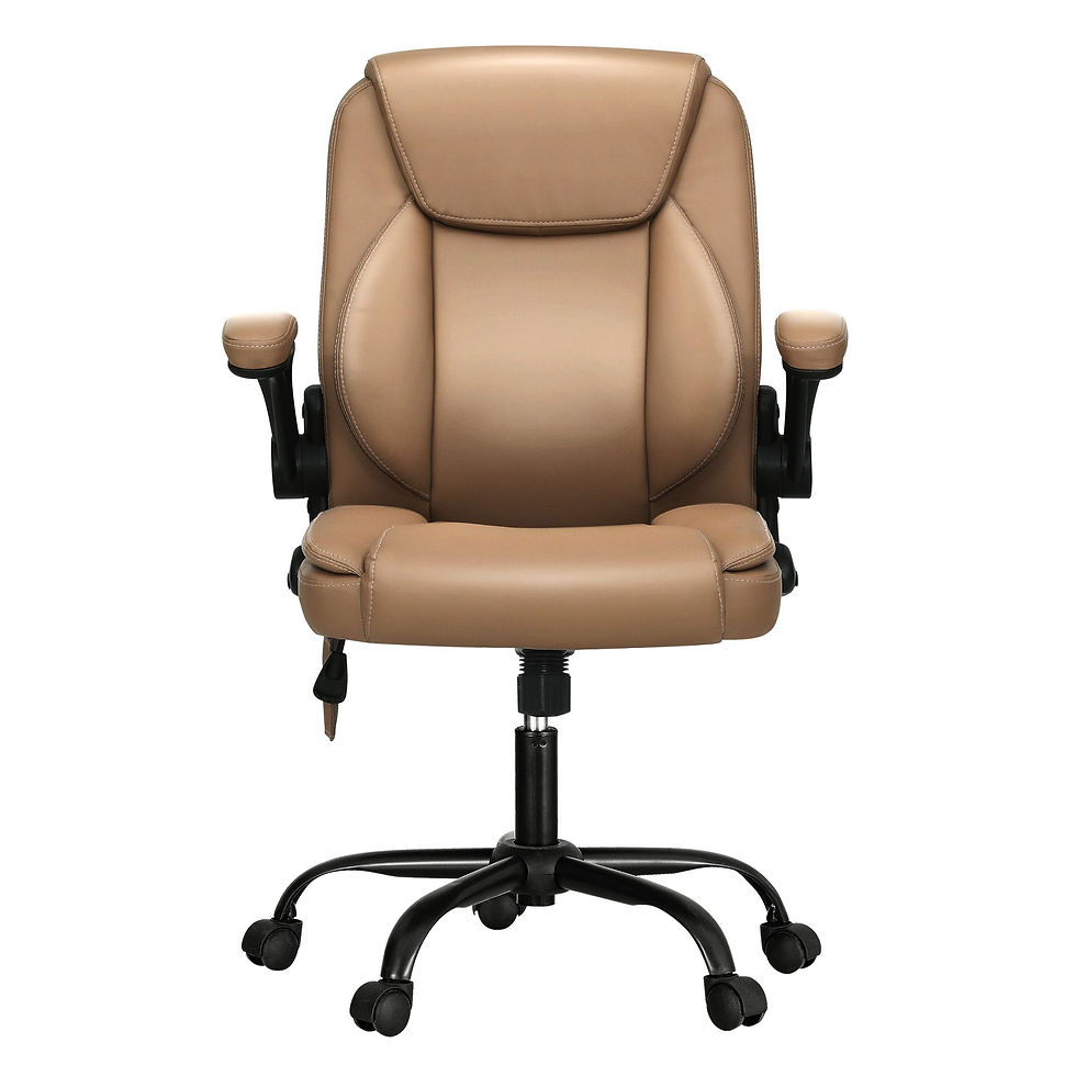 Thumbnail: Artiss 2 Point Massage Office Chair Leather Mid Back Brown – alternate product view 3