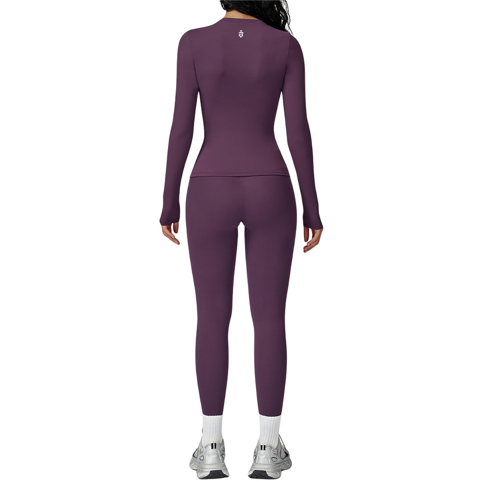 Aesthetics TrainFlex Long Sleeve in Prune Éclipse women’s tight-fit plum performance top for training.
