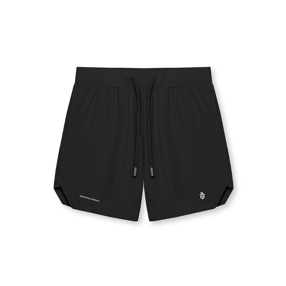 The Élan Short in Noir Moderne – premium black cotton men’s streetwear shorts for elevated everyday wear.