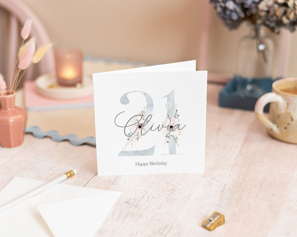 Thumbnail: 21st Blue Floral Birthday Card