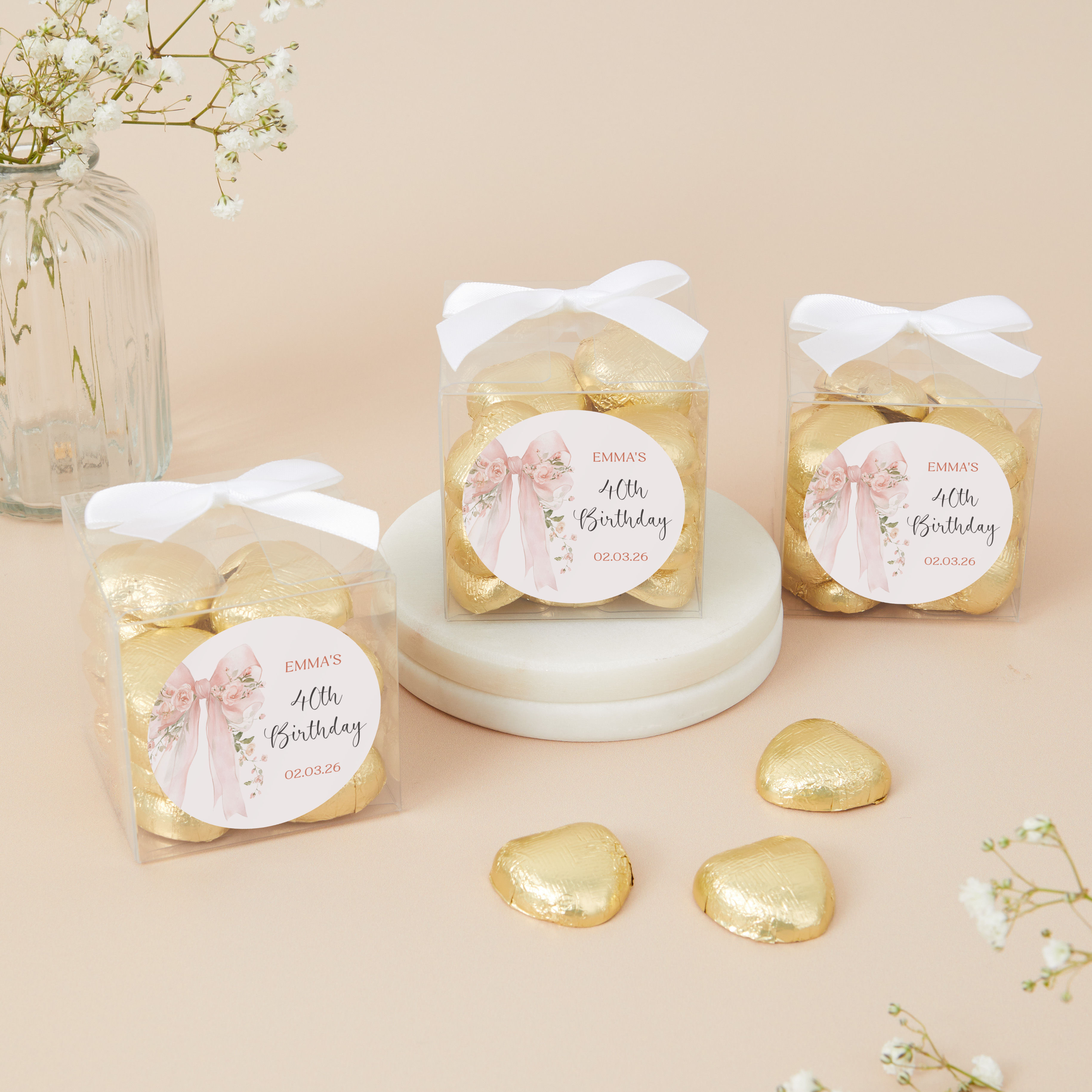 Personalised Floral Bow Favour Boxes