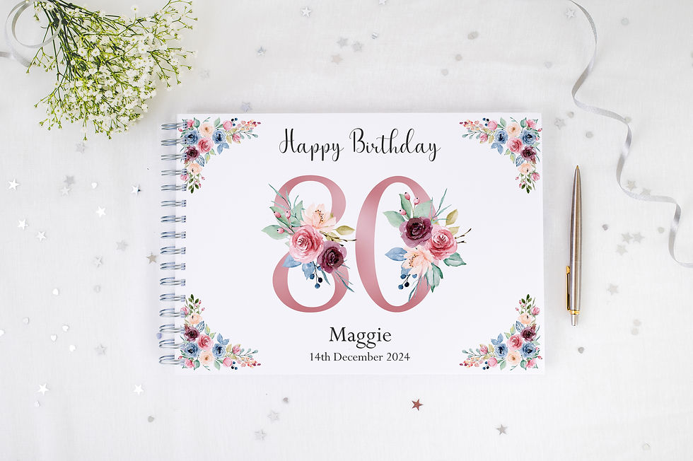 Thumbnail: Floral 80th Birthday Memory Book