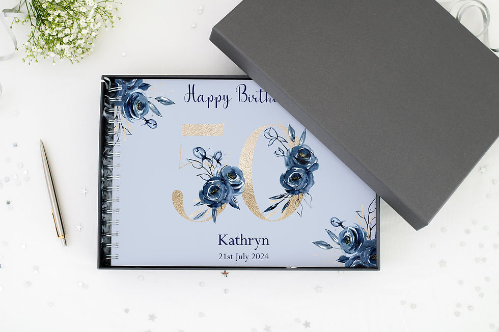 Thumbnail: Blue Floral 50th Birthday Memory Book