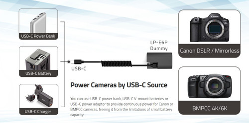 DB-E6P Canon LP-E6P USB-C Dummy Battery | swit