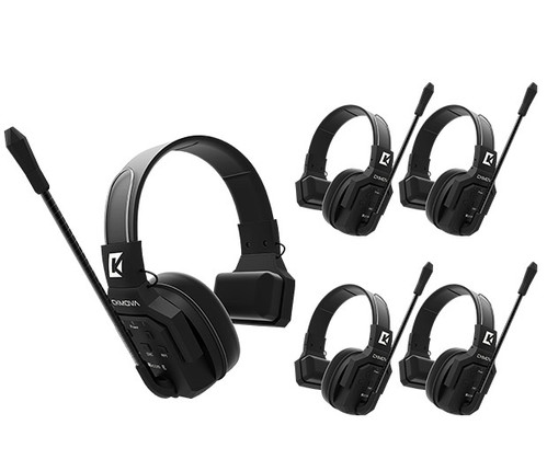 Wicom E S5 Full-Duplex Wireless Intercom System with 5 Single-Ear Headsets1.9GHz