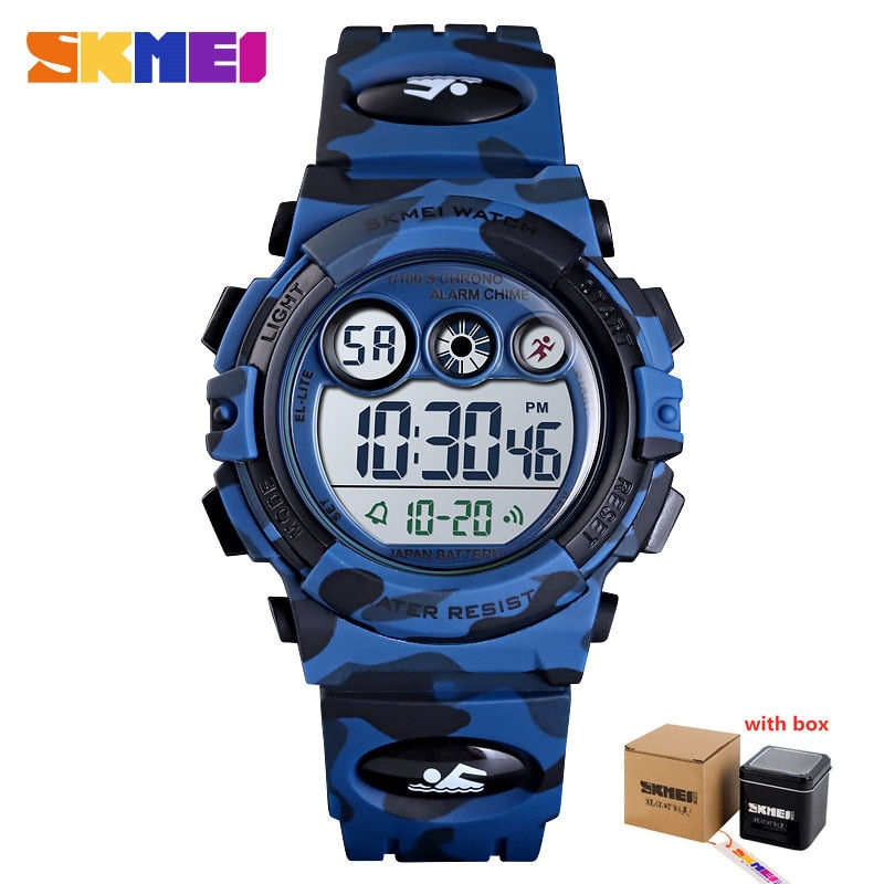 Thumbnail: SKMEI Children LED Electronic Digital Watch Stop Watch Clock 2 Time Kids Sport