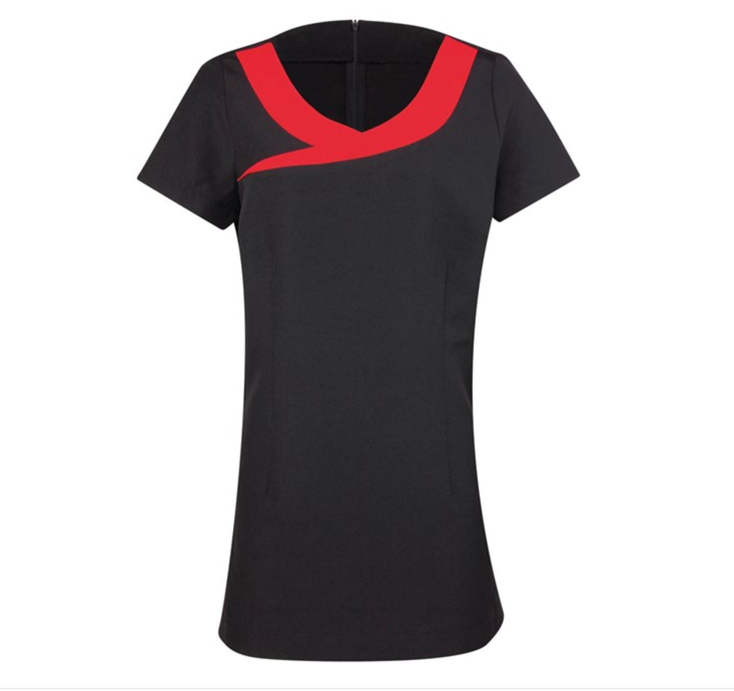 Black and red tunic on a white back ground