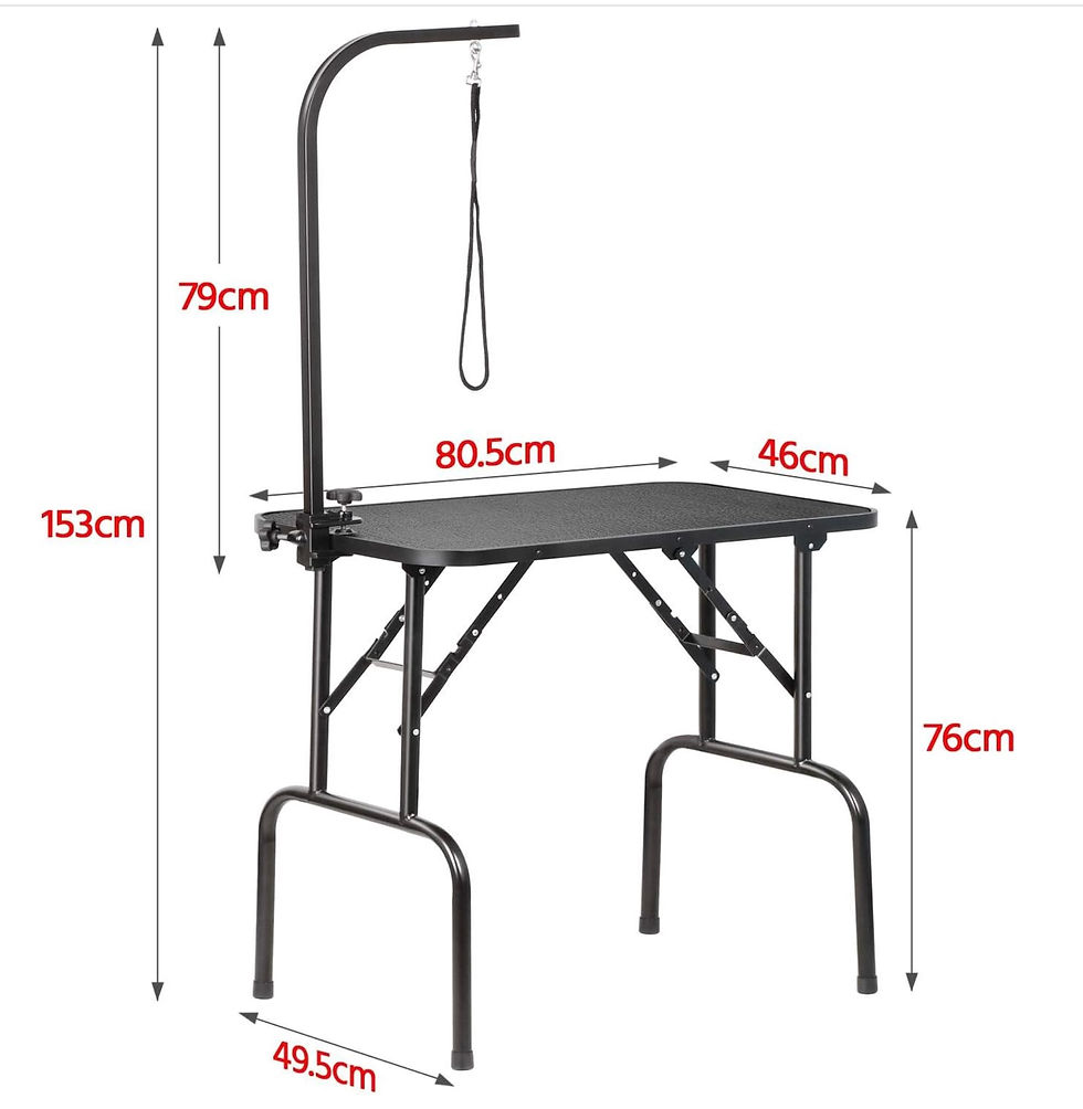 Size dimensions of small portable grooming table