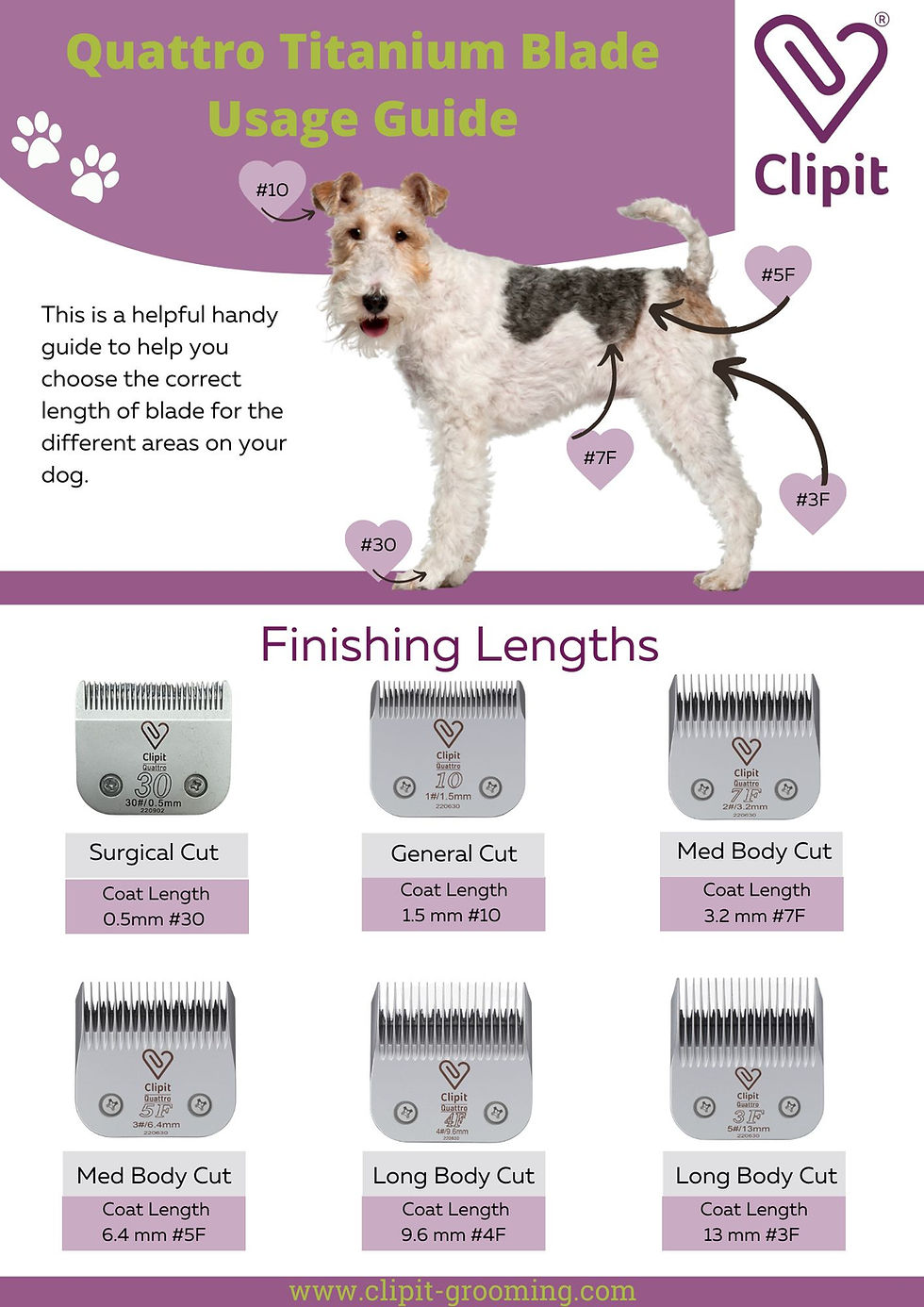 A guide to different length clipper blades.