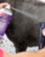 Clipper oil being sprayed on clipper blades.