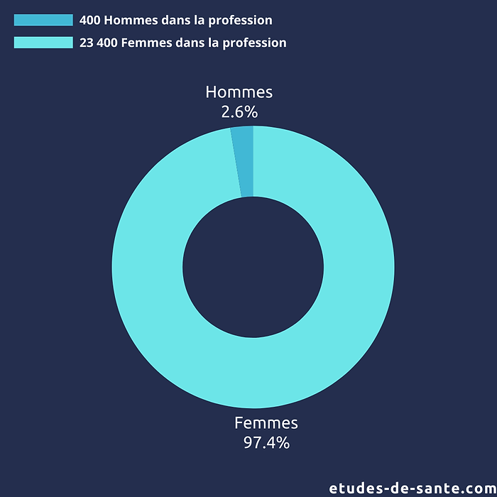 Taux de femmes hommes metier sage-femme