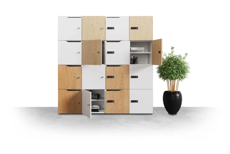 Modularer Schrank und Regal fürs Büro