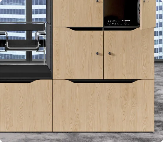 Modularer Schrank und Regal fürs Büro