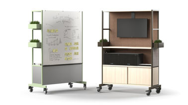 WORKLAB ist ein multifunktionales Möbelstück, das es Ihnen ermöglicht, bequem eine Konferenzwand, ein Whiteboard, einen temporären Arbeitsplatz, ein Regal oder einen privaten Raum zu benutzen, wo diese Elemente am meisten benötigt werden.