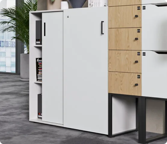 Modularer Schrank und Regal fürs Büro