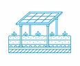 Icon showing types of biosolar systems with panels and soil