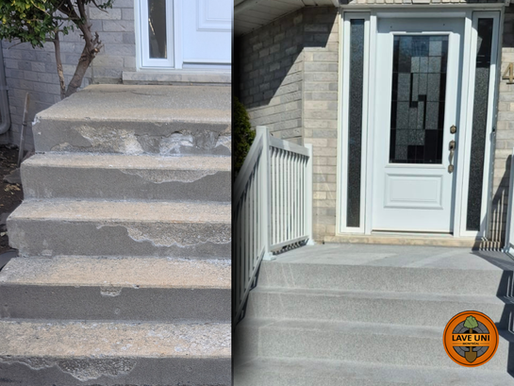 Application of a specialized MarTex coating on an outdoor patio in Montreal, with a slip-resistant, weather-resistant finish.