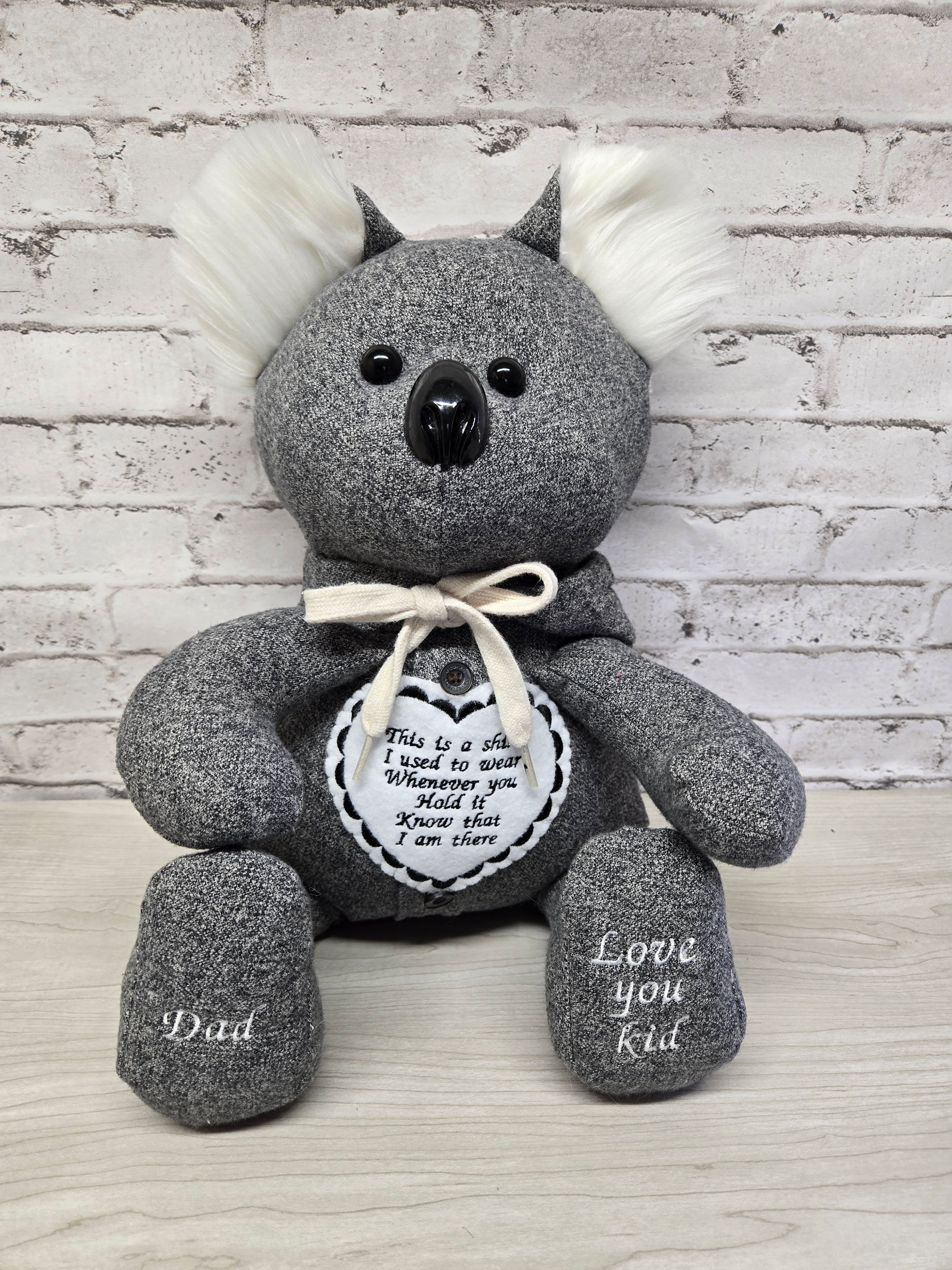 Memory Koala made from a loved ones shirt 