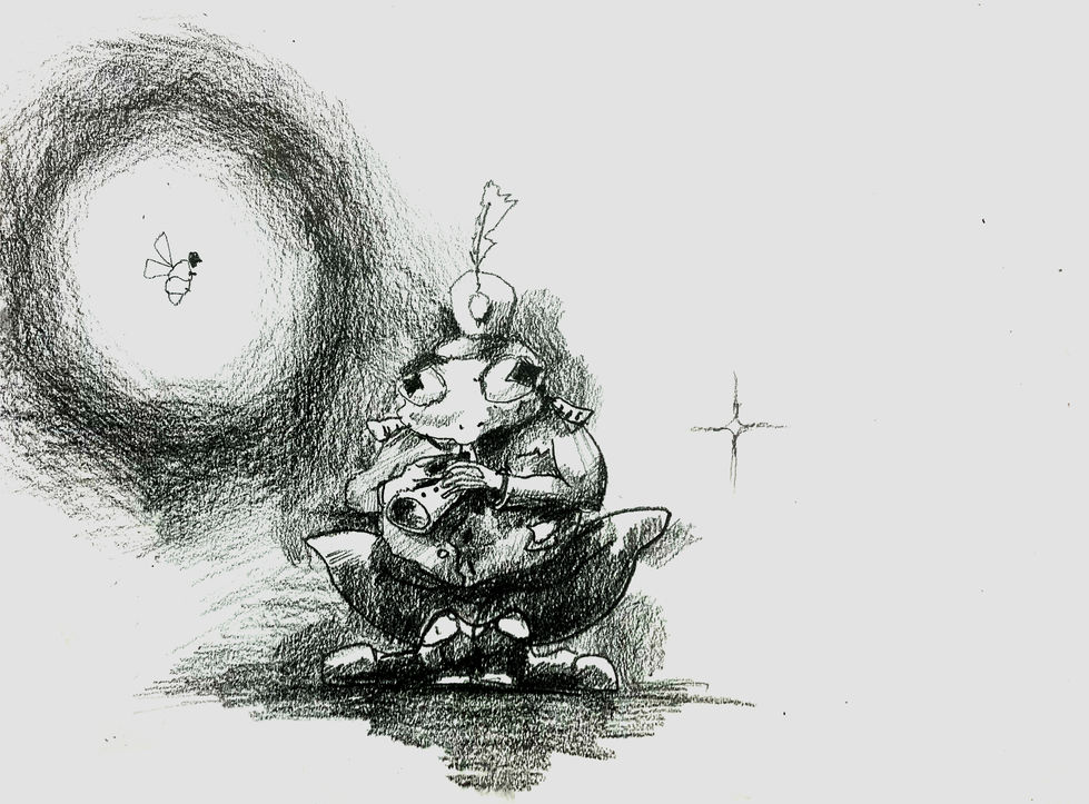 Le concert des grenouilles - Partie de la série d'illustration du livre «Maître et Marguerite» - Graphite