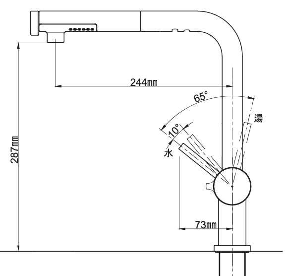 Dimension of F924 mixer tap