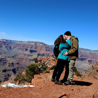 Couple kissing at the Grand Canyon