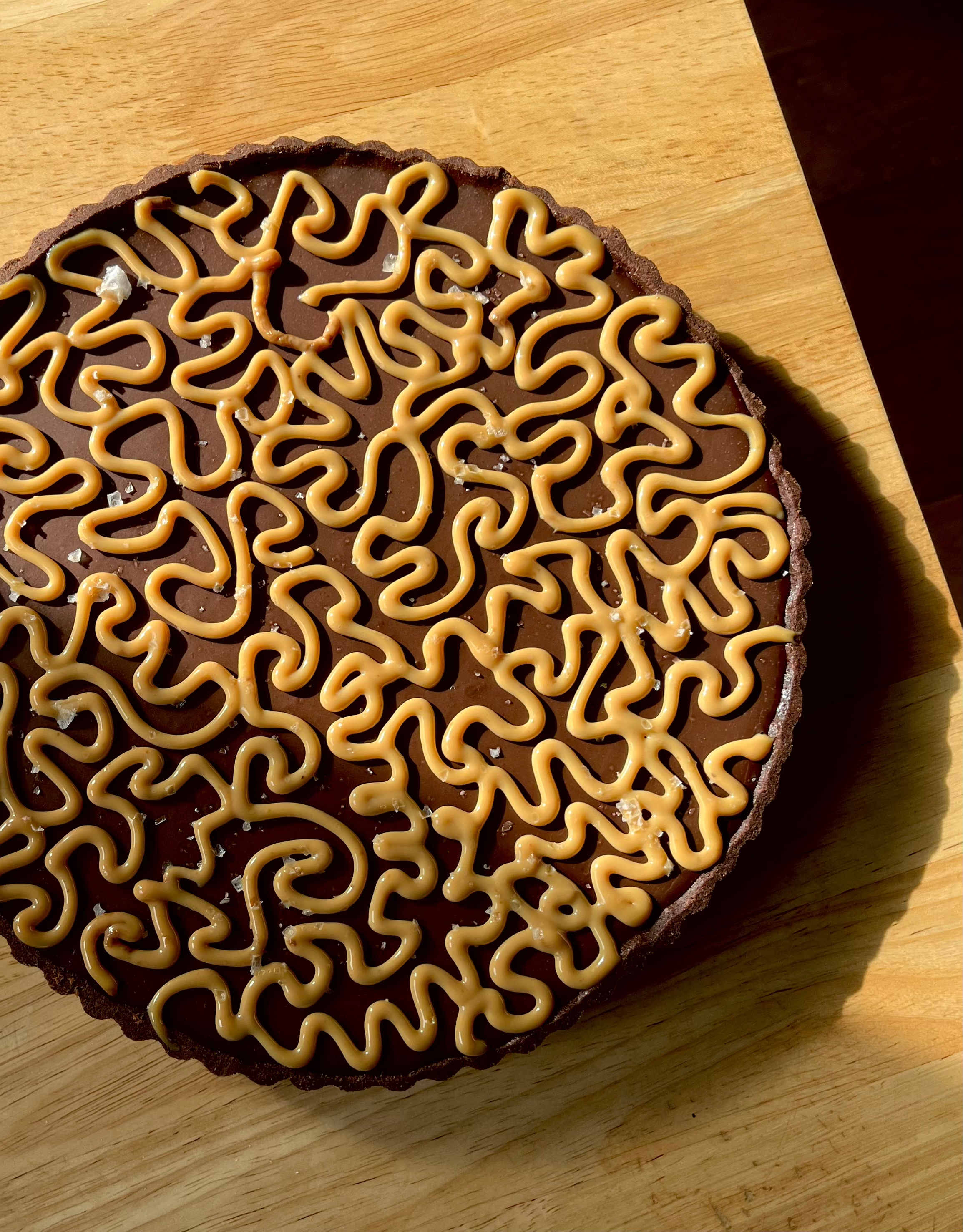 Dark Chocolate Tart - dulce de leche, sea salt (5"/8")
