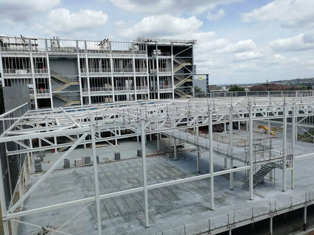 New sports hall metal steel erection