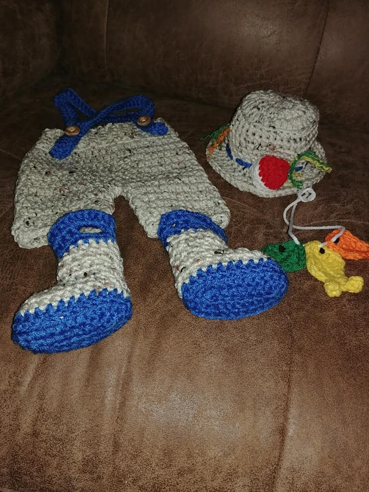 Thumbnail: All pieces crochet fishing outfit