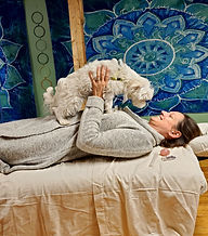 Reiki session with support dog