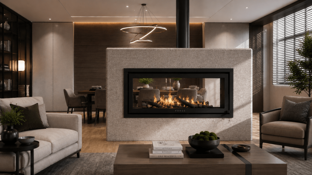 Forge D120 Double Sided Built-in Fireplace