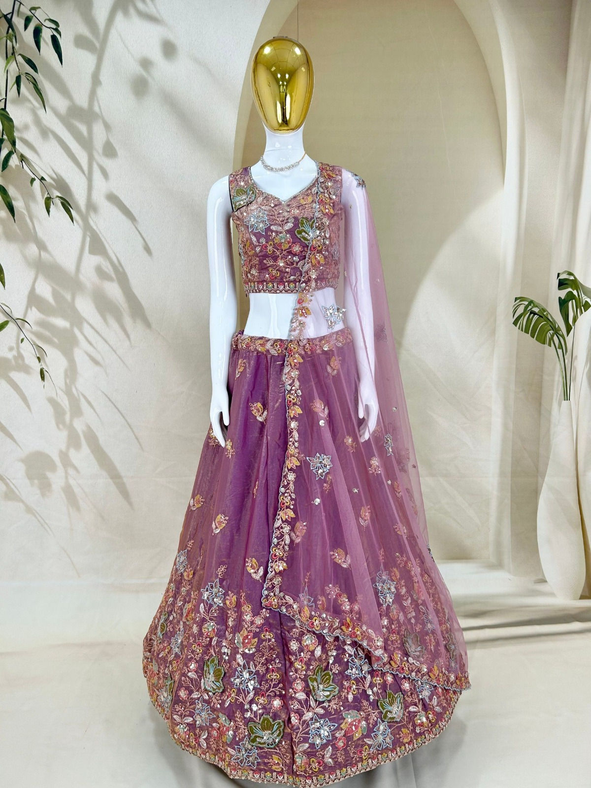 Fandy Embroidered Lehenga Choli Set with Zari & Sequins Work | Semi-Stitched