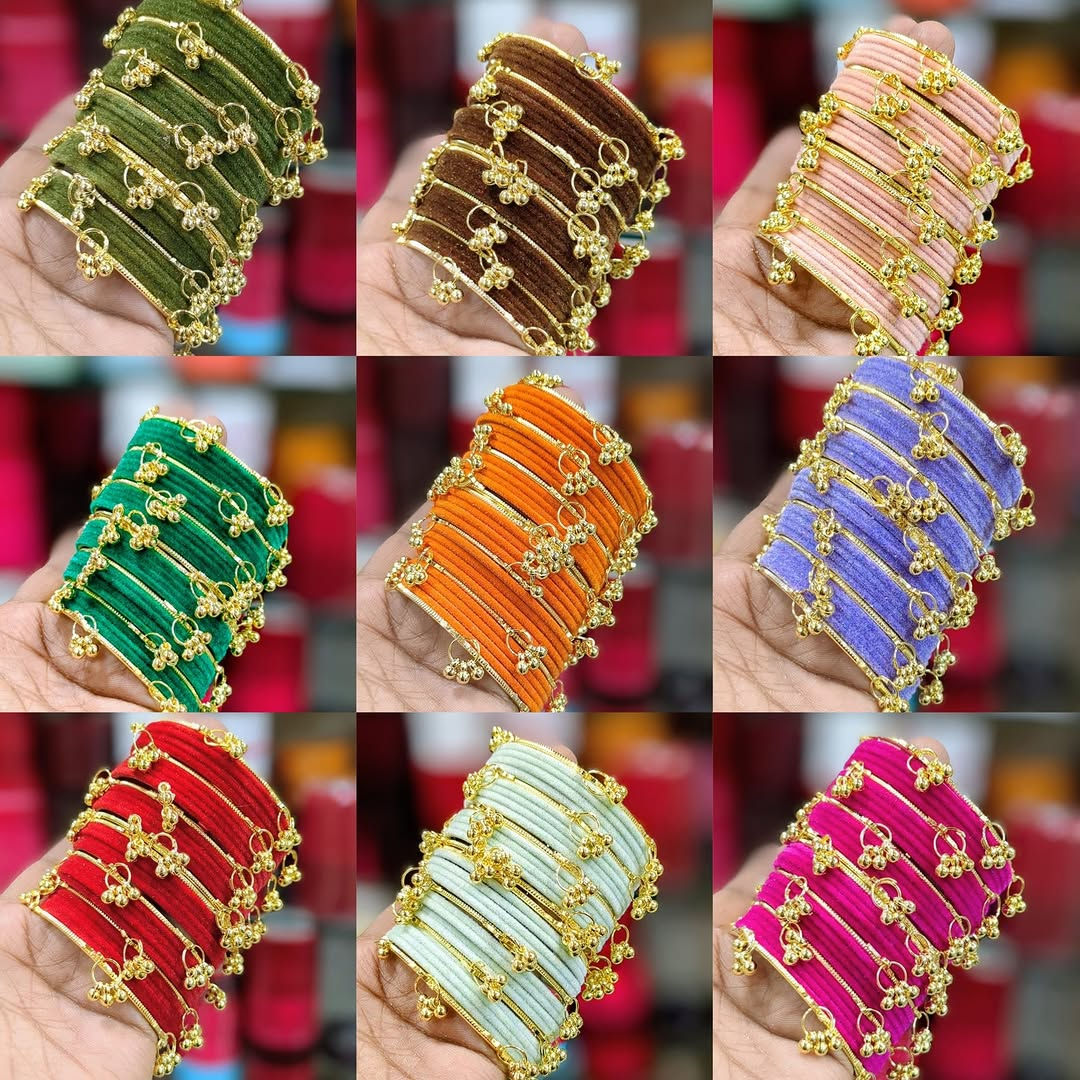 Kashmiri Bangle Set with Metal Bangles | Sizes 2.4 & 2.8 Availab