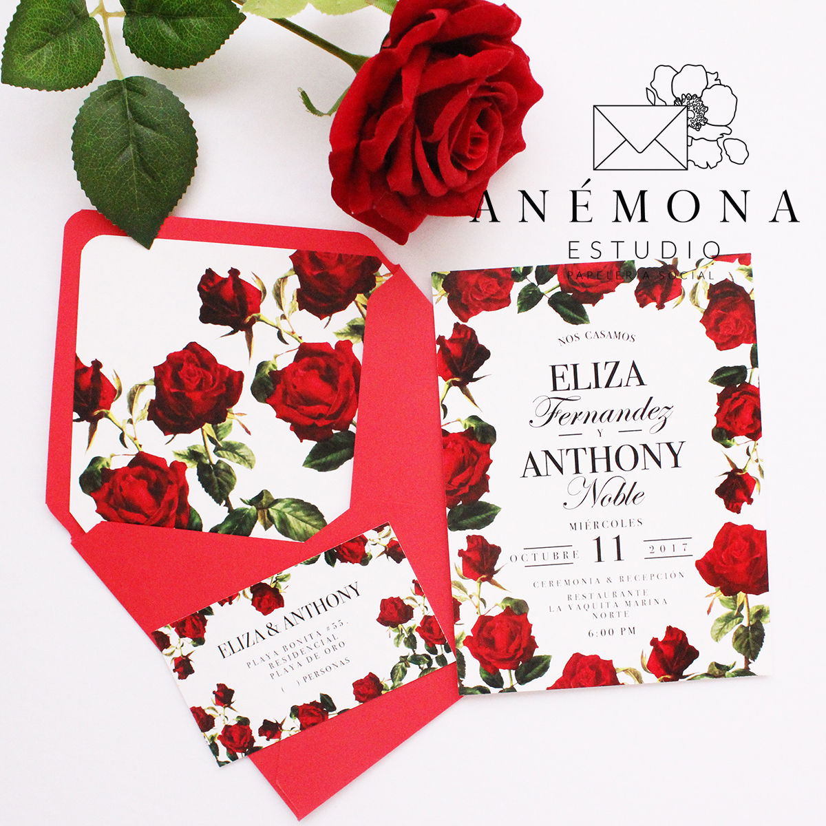 Invitación rosas rojas