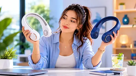 Vulpes Goods ELITE en DreamGoods nekventilatoren naast elkaar voor directe vergelijking