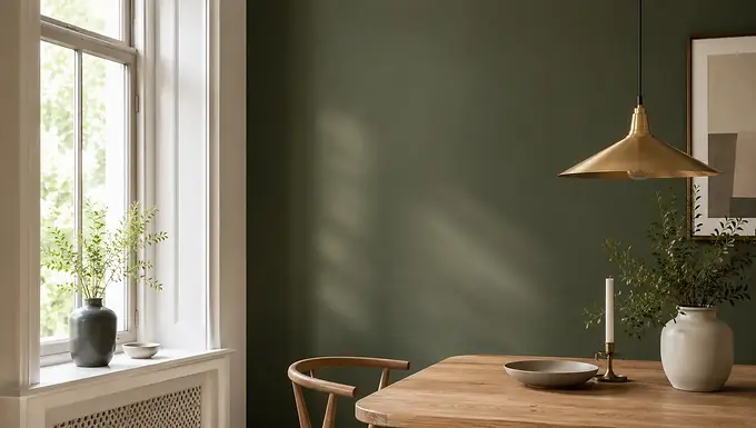 Vergelijking van een matte muur naast zijdeglans houtwerk in een rustig interieur met zacht daglicht