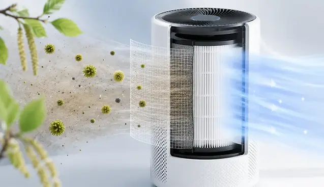 Luchtreiniger voor allergie en hooikoorts met HEPA H13 filter tegen pollen
