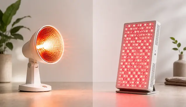 Vergelijking tussen klassieke infraroodlamp en modern rood licht therapie paneel