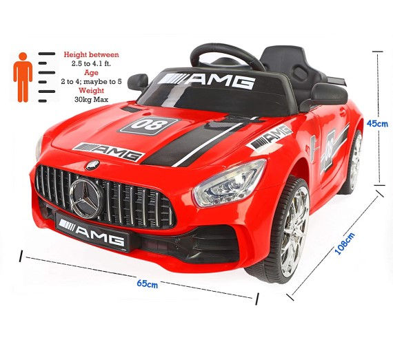 Thumbnail: Futuristic Benzy AMG 998 12 volt battery operated kids car 1-5 year-Red Graphic