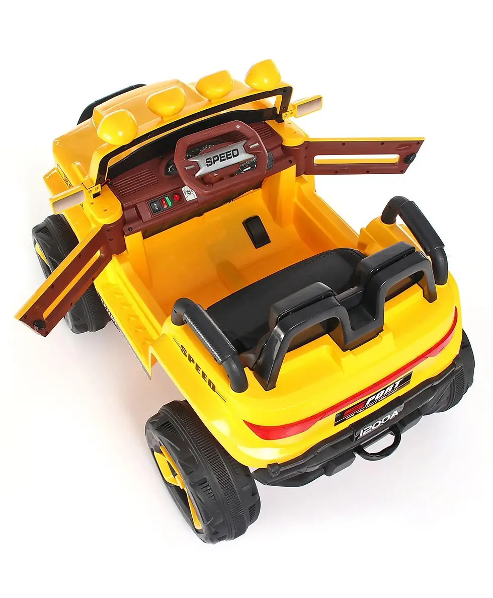 Thumbnail: Jumbo-Sized Ride-On Yellow 4x4 Battery Operated Bugatti Jeep For Kids