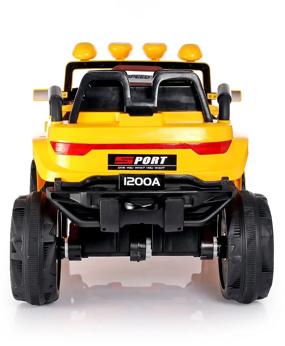 Thumbnail: Jumbo-Sized Ride-On Yellow 4x4 Battery Operated Bugatti Jeep For Kids