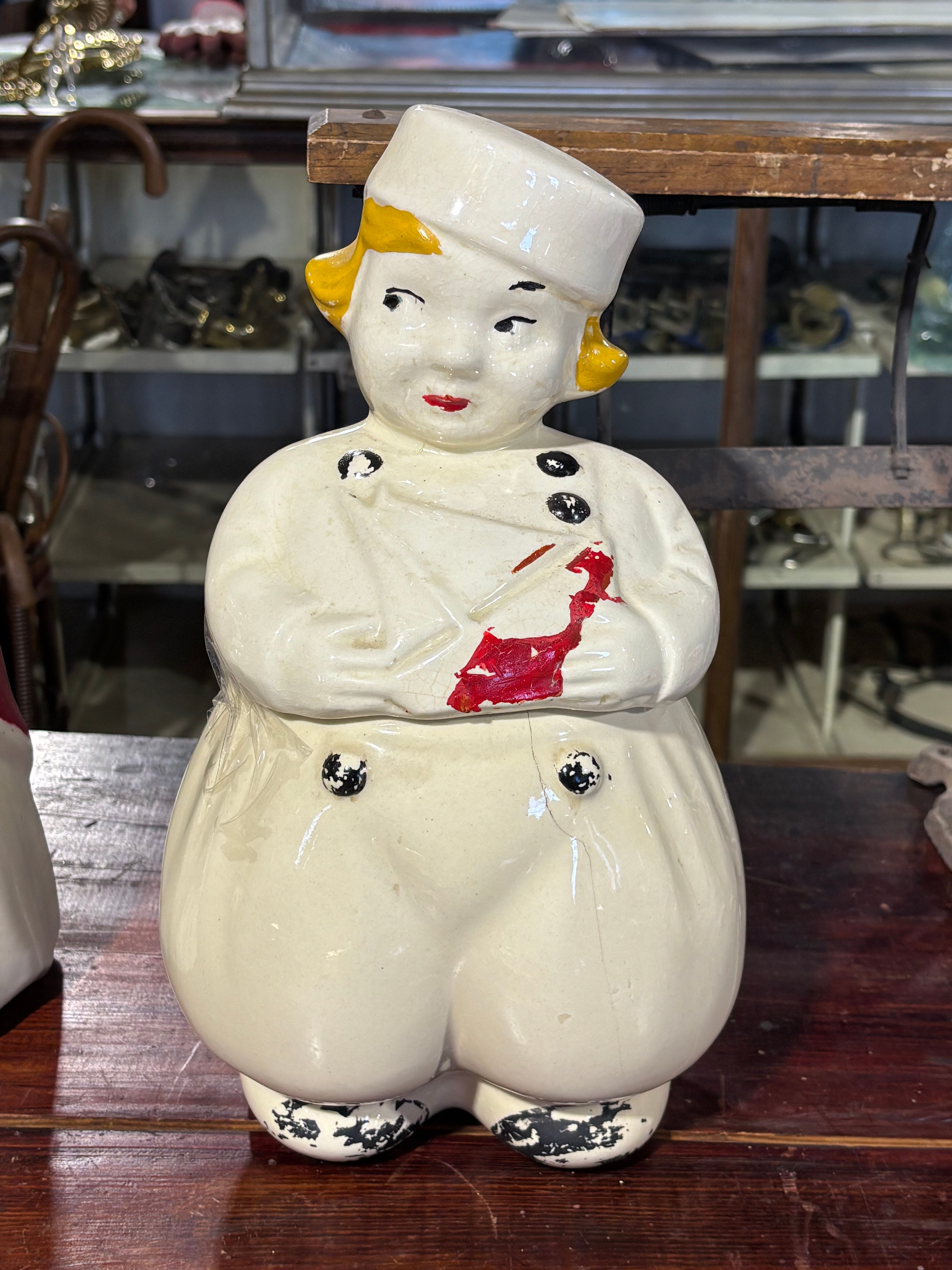 Vintage Classic Dutch Boy With Sailboat By American Bisque Cookie Jar