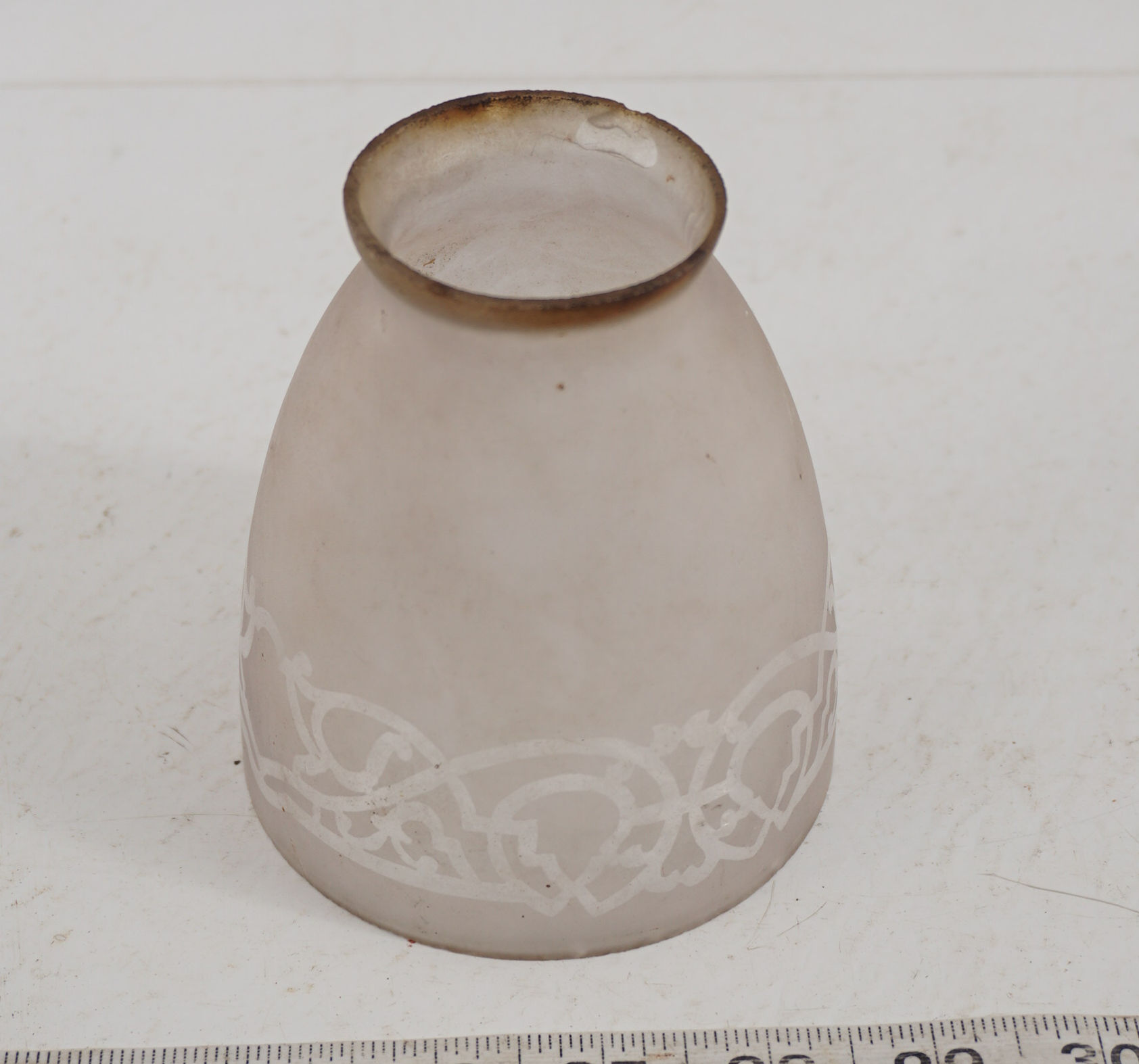 Etched Glass Gas Shades 2 1/4in Fitter