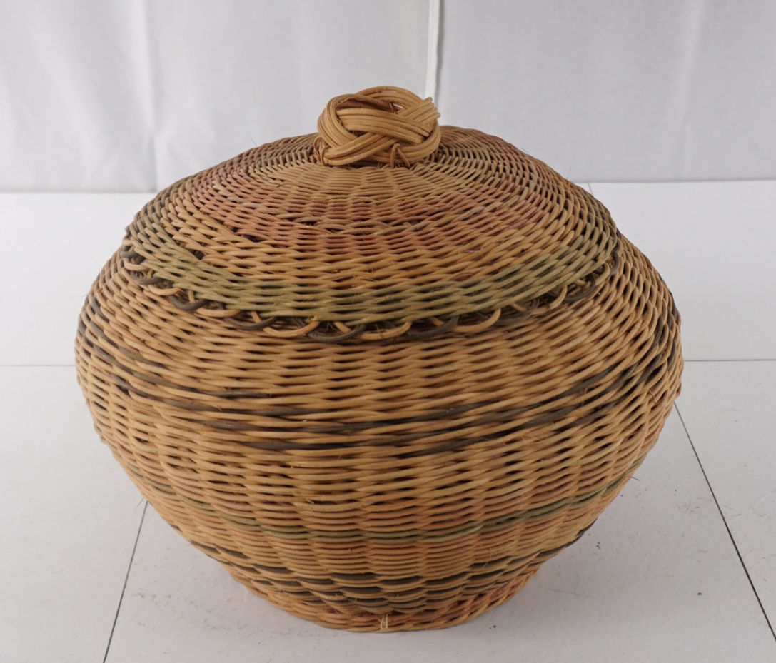 Vintage Woven Basket with Lid